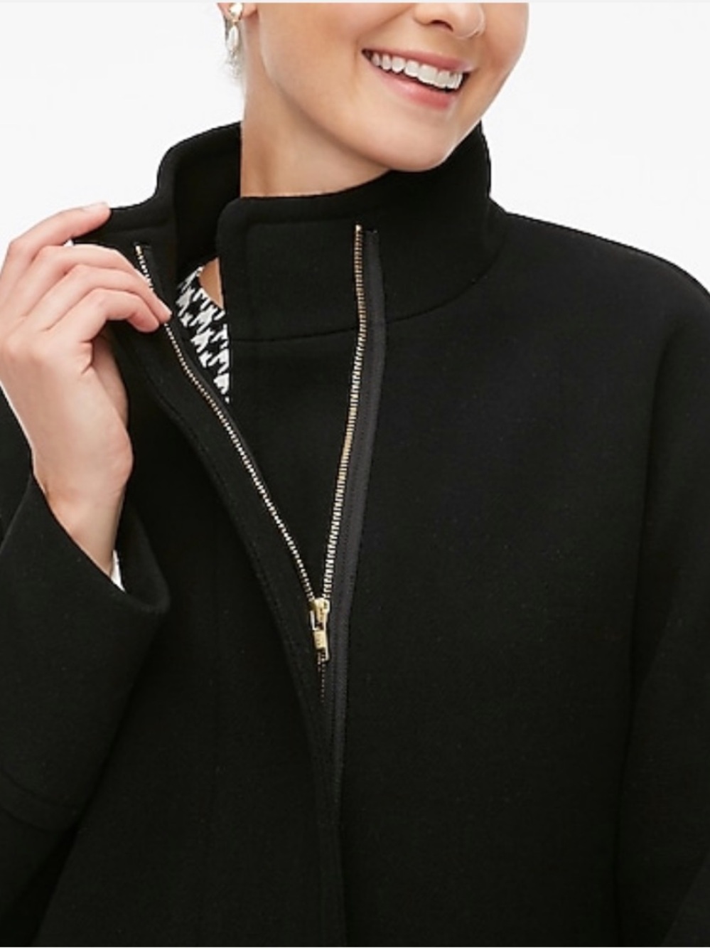 J Crew Factory Black Wool-Blend City Coat
